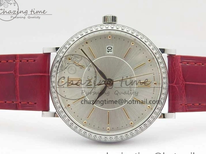 MIROTIME 0317 Portofino Automatic 37 SS M+F 1:1 Best Edition Silver Dial RG Markers on Red Crocodile Strap A Reliable 7154